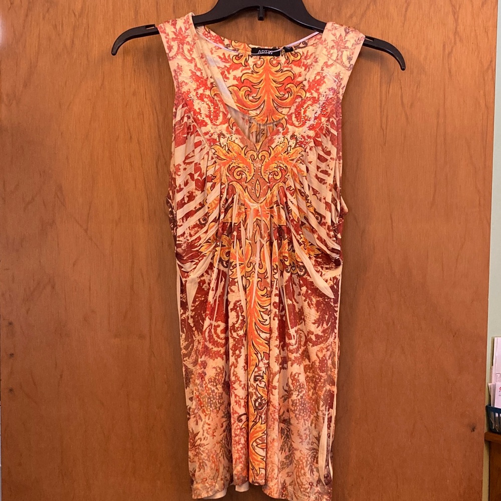 Apt. 9 Fiery Orange and Red Swirl Top